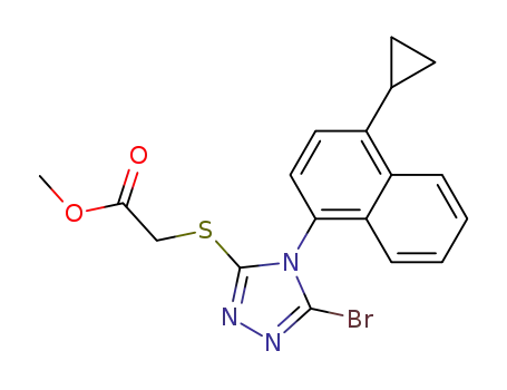 2-(5-bromo-4-(4-cyclopropylnaphthalen-1-yl)-4H-1,2,4-triazol-3-ylthio)acetic acid methyl ester