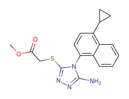 2-((5-amino-4-(4-cyclopropyl-naphthalen-1-yl)-4H-1,2,4-triazol-3-yl)thio)acetic acid methyl ester