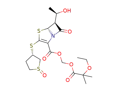 (2-ethoxy-2-methyl-1-oxopropoxy)methyl (5R,6S)-6-[(1R)-1-hydroxyethyl]-7-oxo-3-[[(1R,3S)-tetrahydro-1-oxido-3-thienyl]thio]-4-thia-1-azabicyclo[3.2.0]hept-2-ene-2-carboxylate