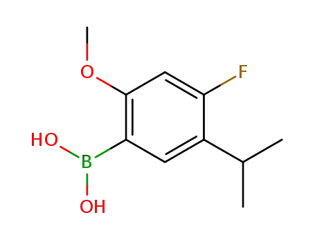 Molecular Structure of 875446-29-0 (4-fluoro-5-isopropyl-2-methoxyphenylboronic acid)