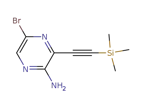 Molecular Structure of 875781-41-2 (5-bromo-3-((trimethylsilyl)ethynyl)pyrazin-2-amine)
