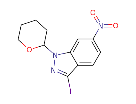 Molecular Structure of 886230-74-6 (3-Iodo-6-nitro-1-(tetrahydro-2H-pyran-2-yl)-1H-indazole)