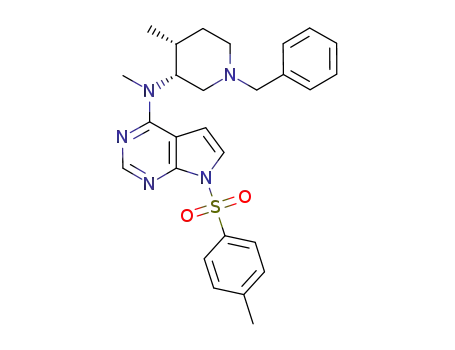 Molecular Structure of 923036-30-0 (7H-Pyrrolo[2,3-d]pyriMidin-4-aMine, N-Methyl-N-[(3R,4R)-4-Methyl-1-(phenylMethyl)-3-piperidinyl]-7-[(4-Met hylphenyl)sulfonyl]-)