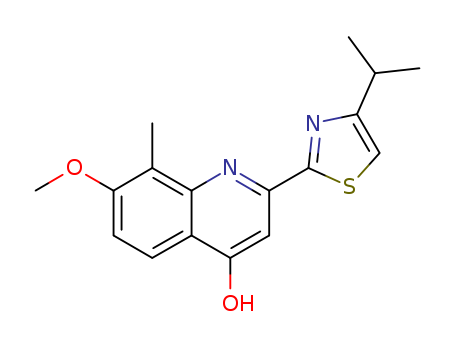 923289-21-8              C17H18N2O2S         4-Quinolinol, 7-methoxy-8-methyl-2-[4-(1-methylethyl)-2-thiazolyl]-
