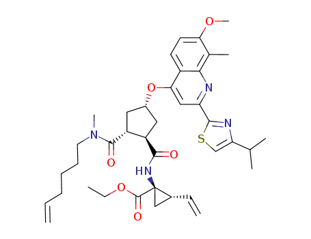 (1R,2S)-2-ETHENYL-1-[[[(1R,2R,4R)-2-[(5-HEXEN-1-YLMETHYLAMINO)CARBONYL]-4-[[7-METHOXY-8-METHYL-2-[4-ISOPROPYL-THIAZOL-2-YL]-QUINOLIN-4-YL]OXY]CYCLOPENTYL]CARBONYL]AMINO]CYCLOPROPANE-CARBOXYLIC ACID ET