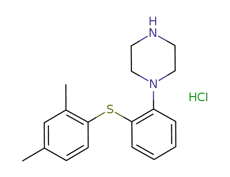 Molecular Structure of 960203-28-5 (1-[2-(2,4-DiMethylphenylsulfanyl)phenyl]piperazine Hydrochloride)