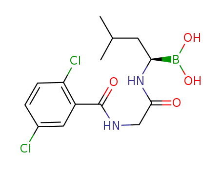 Molecular Structure of 1072833-77-2 ((R)-1-(2-(2,5-dichlorobenzamido)acetamido)-3-methylbutylboronic acid)