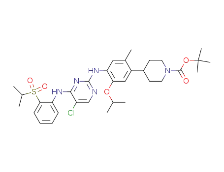 Molecular Structure of 1032903-64-2 (4-[4-[[5-Chloro-4-[[2-[(propan-2-yl)sulfonyl]phenyl]amino]pyrimidin-2-yl]amino]-5-isopropoxy-2-methylphenyl]piperidine-1-carboxylic acid tert-butyl ester)