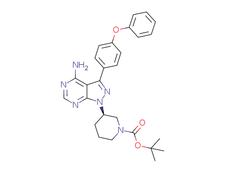 Molecular Structure of 1022150-11-3 (1-Piperidinecarboxylic acid, 3-[4-aMino-3-(4-phenoxyphenyl)-1H-pyrazolo[3,4-d]pyriMidin-1-yl]-, 1,1-diMethylethyl ester, (3R)-)