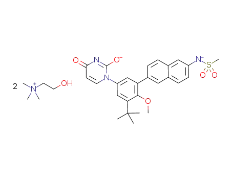 N-(6-(3-tert-butyl-5-(2,4-dioxo-3,4-dihydropyrimidin-1(2H)-yl)-2-methoxyphenyl)naphthalen-2-yl)methanesulfonamide dicholine salt