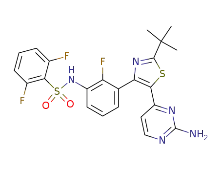 Molecular Structure of 1195765-45-7 (N-[3-[5-(2-Amino-4-pyrimidinyl)-2-(tert-butyl)-4-thiazolyl]-2-fluorophenyl]-2,6-difluorobenzenesulfonamide)