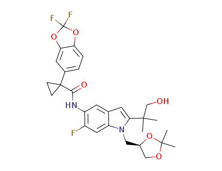 (R)-1-(2,2-difluorobenzo[d][1,3]dioxol-5-yl)-N-(1-((2,2-dimethyl-1,3-dioxolan-4-yl)methyl)-6-fluoro-2-(1-hydroxy-2-methylpropan-2-yl)-1H-indol-5-yl)cyclopropanecarboxamide