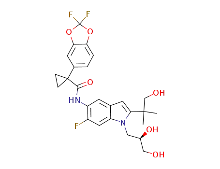 (R)-1-(2,2-difluorobenzo[d][1,3]dioxol-5-yl)-N-(1-(2,3-dihydroxypropyl)-6-fluoro-2-(1-hydroxy-2-methylpropan-2-yl)-1H-indol-5-yl)cyclopropanecarboxamide