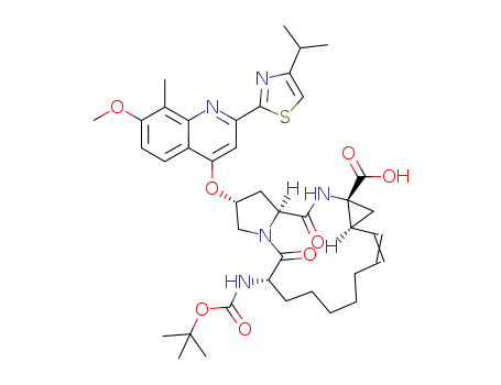 (2R,6S,13aS,14aR,16aS)-6-({[(1,1-dimethylethyl)oxy]carbonyl}amino)-2-{[8-methyl-2-[4-(1-methylethyl)-1,3-thiazol-2-yl]-7-(methyloxy)-4-quinolinyl]oxy}-5,16-dioxo-1,2,3,6,7,8,9,10,11,13a,14,15,16,16a-tetradecahydrocyclopropa[e]pyrrolo[1,2-a][1,4]diazacyclopentadecine-14a(5H)carboxylic acid