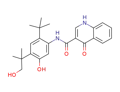 Molecular Structure of 1246213-23-9 (3-QuinolinecarboxaMide, N-[2-(1,1-diMethylethyl)-5-hydroxy-4-(2-hydroxy-1,1-diMethylethyl)phenyl]-1,4-dihydro-4-oxo-)