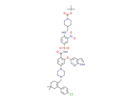 tert-butyl 4-((4-(N-(2-(1H-pyrrolo[2,3-b]pyridin-5-yloxy)-4-(4-((2-(4-chlorophenyl)-4,4-dimethylcyclohex-1-enyl)methyl)piperazin-1-yl)benzoyl)sulfamoyl)-2-nitrophenylamino)methyl)piperidine-1-carboxylate