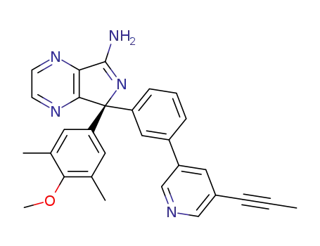 (S)-5-(4-methoxy-3,5-dimethylphenyl)-5-(3-(5-(prop-1-ynyl)pyridin-3-yl)phenyl)-5H-pyrrolo[3,4-b]pyrazin-7-amine