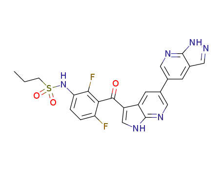 propane-1-sulfonic acid {2,4-difluoro-3-[5-(1H-pyrazolo[3,4-b]pyridin-5-yl)-1H-pyrrolo[2,3-b]pyridine-3-carbonyl]-phenyl}-amide