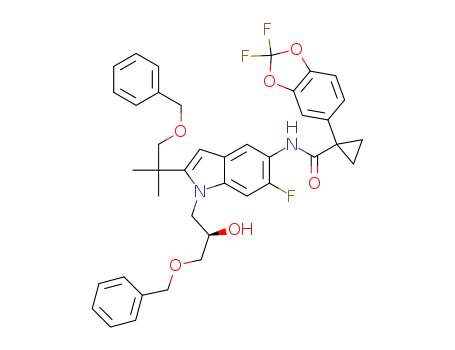 N-{1-[(2R)-3-(benzyloxy)-2-hydroxypropyl]-2-[1-(benzyloxy)-2-methylpropan-2-yl]-6-fluoro-1H-indol-5-yl}-1-(2,2-difluoro-2H-1,3-benzodioxol-5-yl)cyclopropane-1-carboxamide