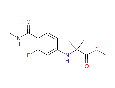 Molecular Structure of 1332524-01-2 (N-[3-Fluoro-4-[(methylamino)carbonyl]phenyl]-2-methylalanine methyl ester)