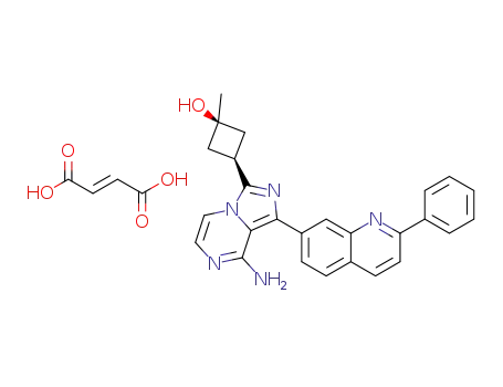 cis-8-amino-3-(3-hydroxy-3-methyl-cyclobutyl)-1-(2-phenyl-quinolin-7-yl)-imidazo[1,5-a]pyrazin-7-ium 3-carboxy-acrylate