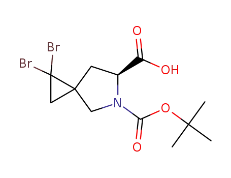 Molecular Structure of 1412903-77-5 (5-Azaspiro[2.4]heptane-5,6-dicarboxylic acid, 1,1-dibroMo-, 5-(1,1-diMethylethyl) ester, (6S)-)