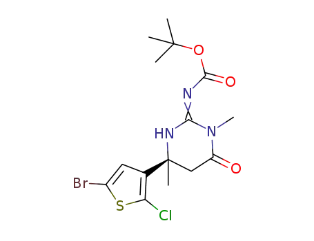 (S)-tert-butyl-(4-(5-bromo-2-chlorothiophen-3-yl)-1,4-dimethyl-6-oxotetrahydropyrimidin-2(1H)-ylidene) carbamate