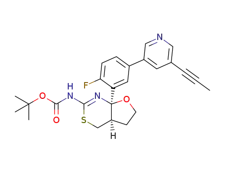 tert-butyl ((4aR,7aR)-7a-(2-fluoro-5-(5-(prop-1-yn-1-yl)pyridin-3-yl)phenyl)-4a,5,6,7a-tetrahydro-4H-furo[2,3-d][1,3]thiazin-2-yl)carbamate