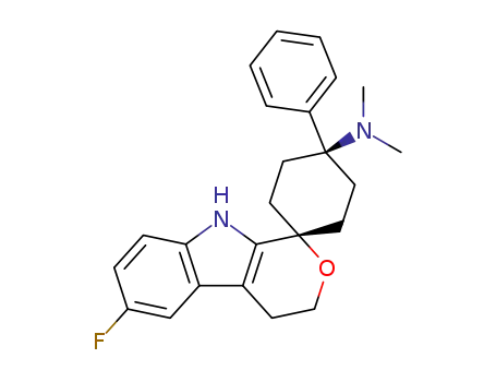 Spiro[cyclohexane-1,1'(3'H)-pyrano[3,4-b]indol]-4-amine, 6'-fluoro-4',9'-dihydro-N,N-dimethyl-4-phenyl-, trans-