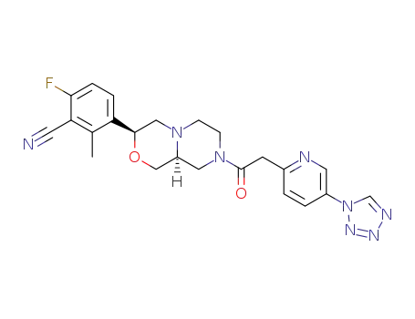 3-((3S,9aS)-8-(2-(5-(1H-tetrazol-1-yl)pyridin-2-yl)acetyl)octahydropyrazino[2,1-c][1,4]oxazin-3-yl)-6-fluoro-2-methylbenzonitrile