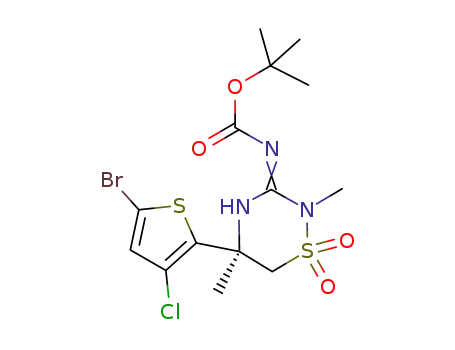 (S)-tert-butyl (5-(5-bromo-3-chlorothiophen-2-yl)-2,5-dimethyl-1,1-dioxido-1,2,4-thiadiazinan-3-ylidene)carbamate