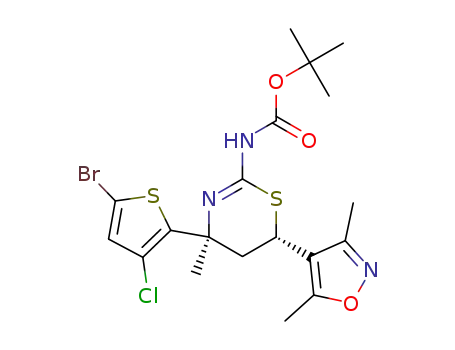 tert-butyl ((4S,6S)-4-(5-bromo-3-chlorothiophen-2-yl)-6-(3,5-dimethylisoxazol-4-yl)-4-methyl-5,6-dihydro-4H-1,3-thiazin-2-yl)carbamate