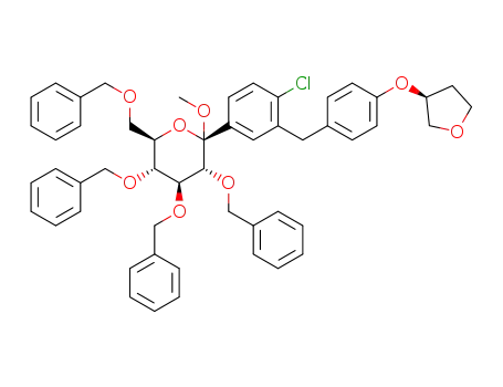 (2S,3R,4S,5R,6R)-3,4,5-tris(benzyloxy)-6-((benzyloxy)methyl)-2-(4-chloro-3-(4-(((S)-tetrahydrofuran-3-yl)oxy)benzyl)phenyl)-2-methoxytetrahydro-2H-pyran