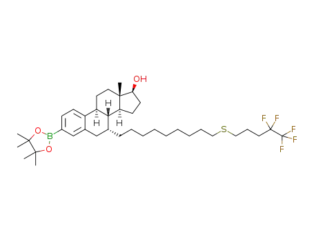 (7R,8R,9S,13S,14S,17S)-13-methyl-7-(9 - ( (4 , 4 , 5, 5 , 5-pentafluoropentyl)thio)nonyl)-3-(4,4,5,5-tetramethyl-1,3,2-dioxaborolan-2-yl)-7,8,9,11,12,13,14,15,16,17-decahydro-6H-cyclopenta-[a]phenanthren-17-ol