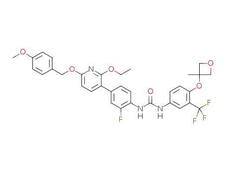 1-(4-(2-ethoxy-6-((4-methoxybenzyl)oxy)pyridin-3-yl)-2-fluorophenyl)-3-(4-((3-methyloxetan-3-yl)oxy)-3-(trifluoromethyl)phenyl)urea