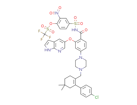 4-(N-(2-((1H-pyrrolo[2,3-b]pyridin-5-yl)oxy)-4-(4-((4'-chloro-5,5-dimethyl-3,4,5,6-tetrahydro-[1,1'-biphenyl]-2-yl)methyl)piperazine-1-yl)benzoyl)sulfamoyl)-2-nitrophenyl trifluoromethanesulfonate