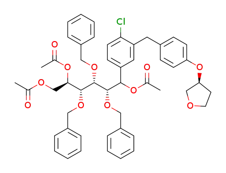 3,4,5-tris(benzyloxy)-6-(4-chloro-3-(4-(((R)-THF-3-yl)oxy)benzyl)phenyl)hexane-1,2,6-triyl triacetate