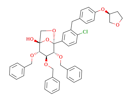 (1S,2S,3S,4R,5S)-2,3,4-tris(benzyloxy)-5-(4-chloro-3-(4-(((S)-THF-3-yl)oxy)benzyl)phenyl)-6,8-dioxabicyclo[3.2.1]octan-1-ol