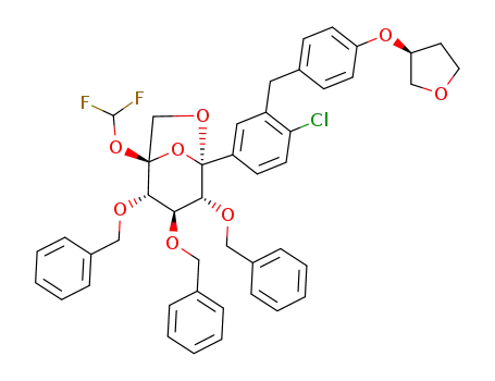 (1R,2S,3R,4R,5S)-2,3,4-tris(benzyloxy)-5-(4-chloro-3-(4-(((S)-THF-3-yl)oxy)benzyl)phenyl)-1-(difluoromethoxy)-6,8-dioxabicyclo[3.2.1]octane