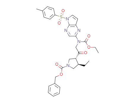 (35,4R)-benzyl 3-ethyl-4-(2-((ethoxycarbonyl)(5-tosyl-5H-pyrrolo[2,3-b]pyrazin-2-yl)amino)acetyl)pyrrolidine-1-carboxylate