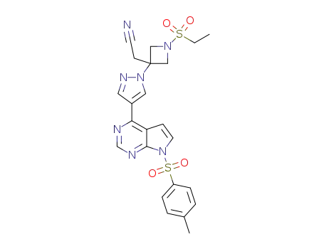 2-(1-(ethylsulfonyl)-3-(4-(7-p-tolylsulfonyl-7H-pyrrolo[2,3-d]pyrimidine-4-yl)-1H-pyrazol-1-yl)-3-azetidin-3-yl)acetonitrile