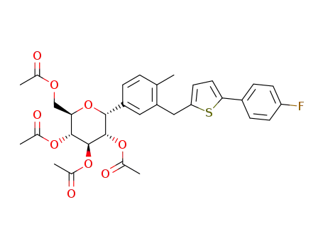 (2R,3R,4R,5S)-2-(acetoxymethyl)-6-(3-((5-(4-fluorophenyl)thiophen-2-yl)methyl)-4-methylphenyl)tetrahydro-2H-pyran-3,4,5-triyl triacetate