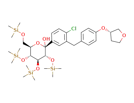 (2S,3R,4S,5R,6R)-2-(4-chloro-3-(4-(((S)-tetrahydrofuran-3-yl)oxy)benzyl)phenyl)-3,4,5-tris((trimethylsilyl)oxy)-6-(((trimethylsilyl)oxy)methyl)tetrahydro-2H-pyran-2-ol