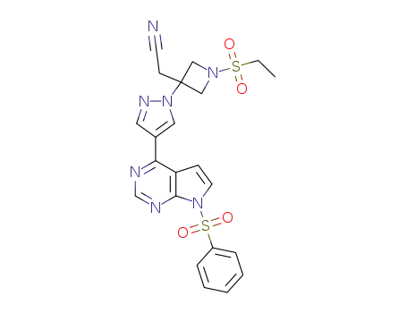 2-(1-(ethylsulfonyl)-3-(4-(7-phenylsulfonyl-7H-pyrrolo[2,3-d]pyrimidin-4-yl)-1H-pyrazol-1-yl)azetidin-3-yl)acetonitrile