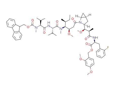 (S)-2,4-dimethoxybenzyl 2-((2R,3R)-3-((1S,3S,5S)-2-((5S,8S,11S,12R)-11-((S)-sec-butyl)-1-(9H-fluoren-9-yl)-5,8-diisopropyl-12-methoxy-4,10-dimethyl-3,6,9-trioxo-2-oxa-4,7,10-triazatetradecan-14-oyl)-2-azabicyclo[3.1.0]hexan-3-yl)-3-methoxy-2-methylpropanamido)-3-(2-fluorophenyl)propanoate