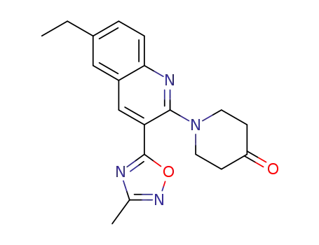 1-(6-ethyl-3-(3-methyl-1,2,4-oxadiazol-5-yl)quinolin-2-yl)piperidin-4-one