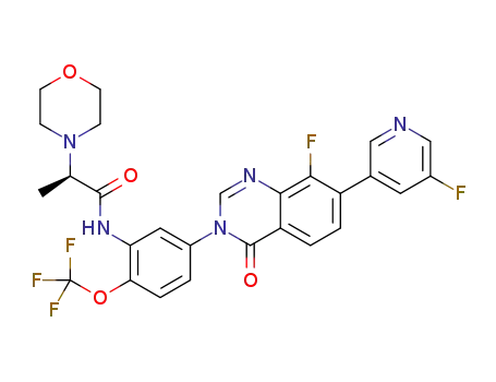 N-{5-[8-fluoro-7-(5-fluoropyridin-3-yl)-4-oxoquinazolin-3(4H)-yl]-2-(trifluoromethoxy)phenyl}-2-(morpholin-4-yl)propanamide
