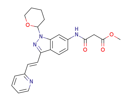methyl (E)-3-oxo-3-((3-(2-(pyridin-2-yl)vinyl)-1-(tetrahydro-2H-pyran-2-yl)-1H-indazol-6-yl)amino)propanoate