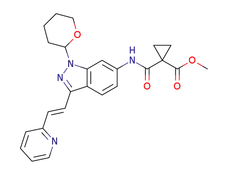 methyl (E)-1-((3-(2-(pyridin-2-yl)vinyl)-1-(tetrahydro-2H-pyran-2-yl)-1H-indazol-6-yl)carbamoyl)cyclopropane-1-carboxylate