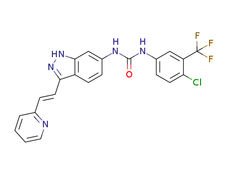 (E)-1-(4-chloro-3-(trifluoromethyl)phenyl)-3-(3-(2-(pyridin-2-yl)vinyl)-1H-indazol-6-yl)urea